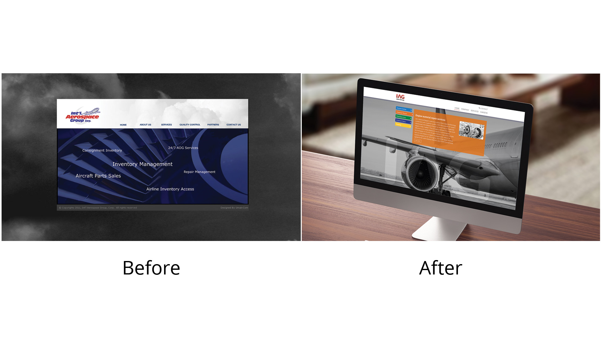 IAG Aero Group Before and After website development