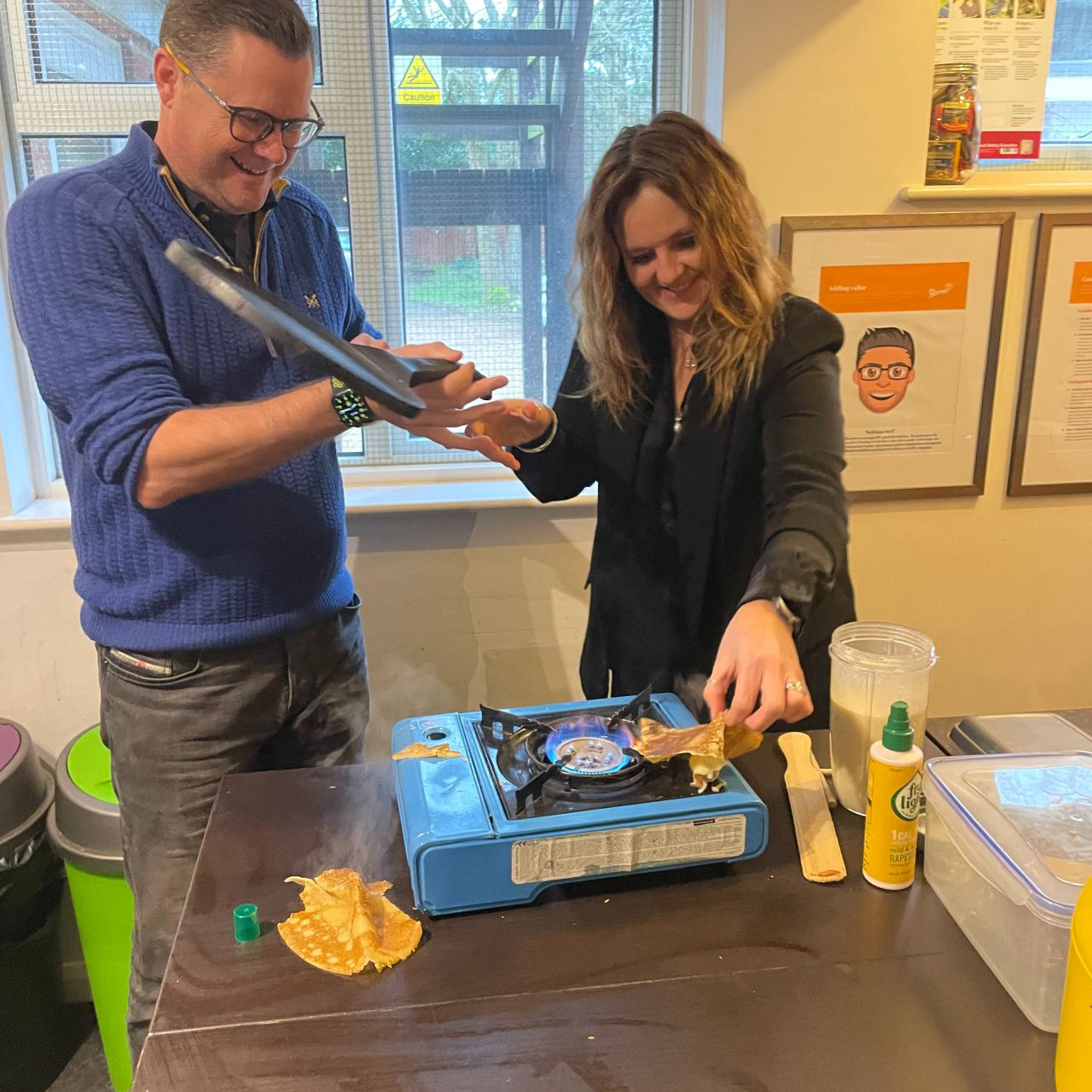 Making pancakes in the office
