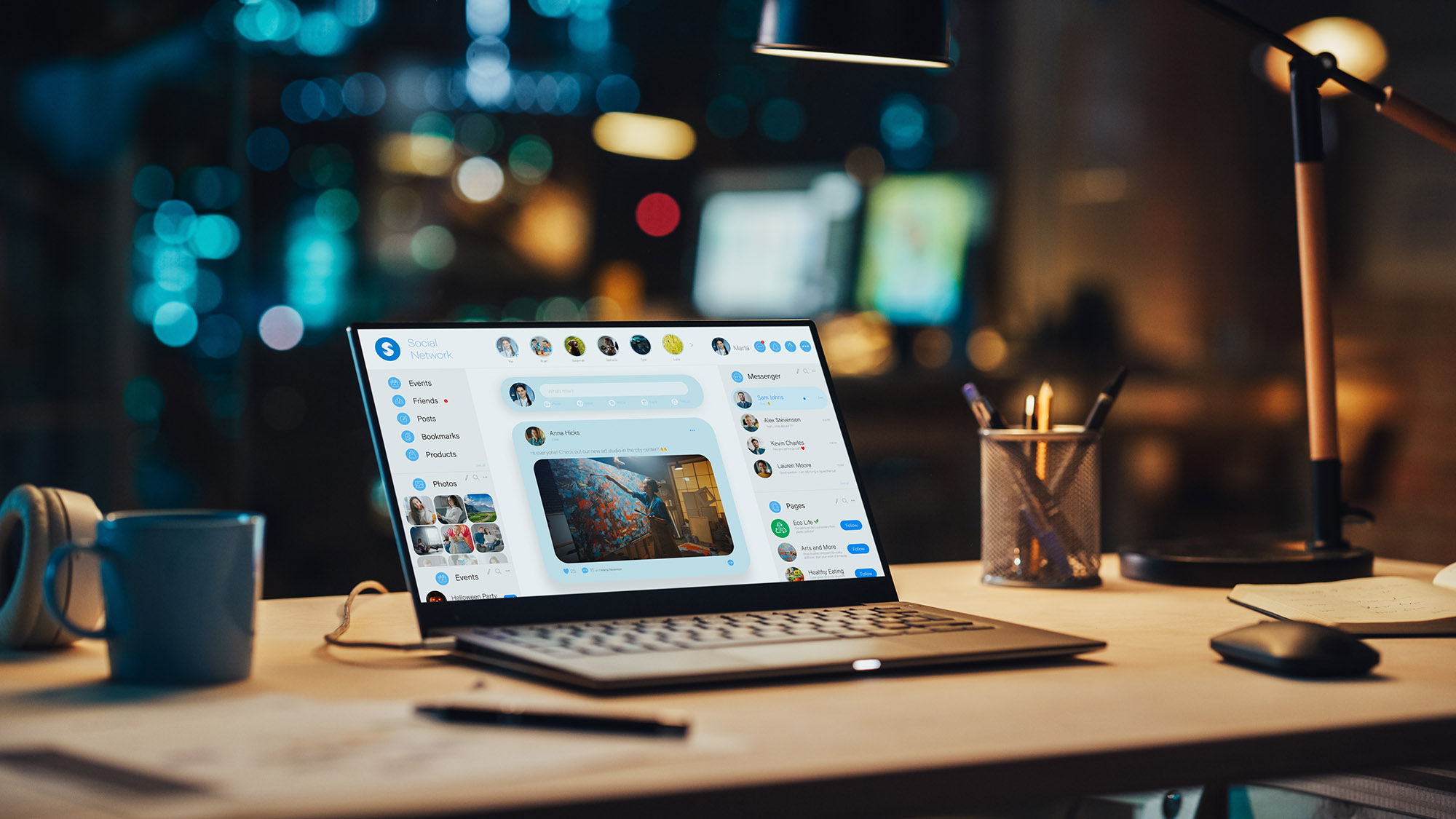 Laptop on desk 